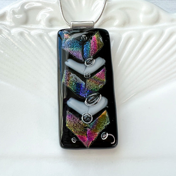 Twinkle Black Dichroic Glass Necklace