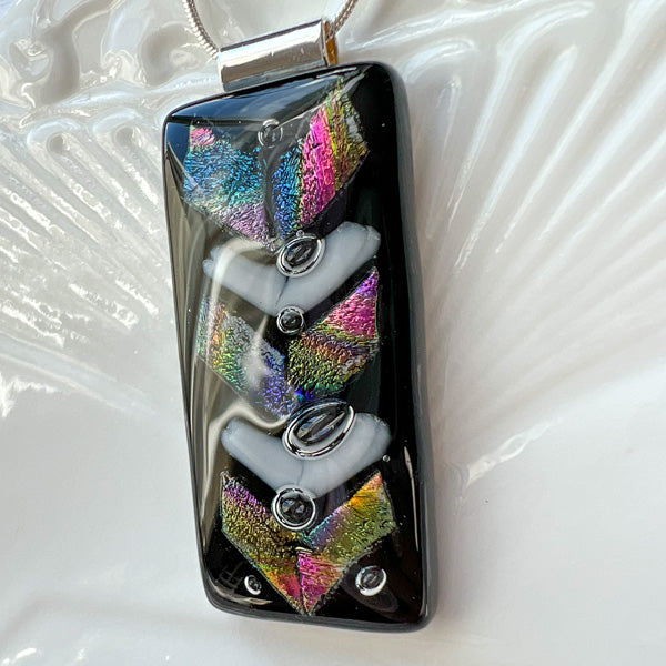 Twinkle Black Dichroic Glass Necklace