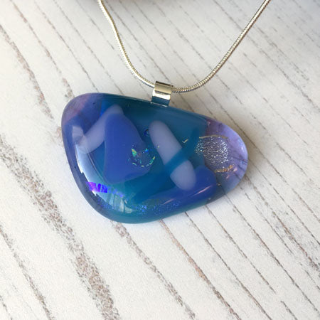 Sea Dichroic Glass Necklace Eleven