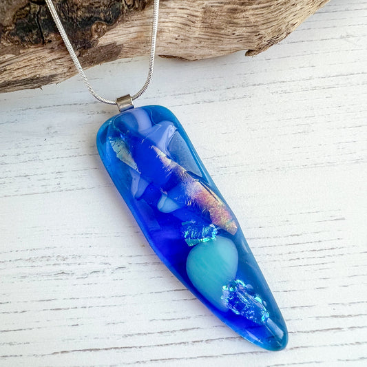 Sea Dichroic Glass Necklace Fourteen
