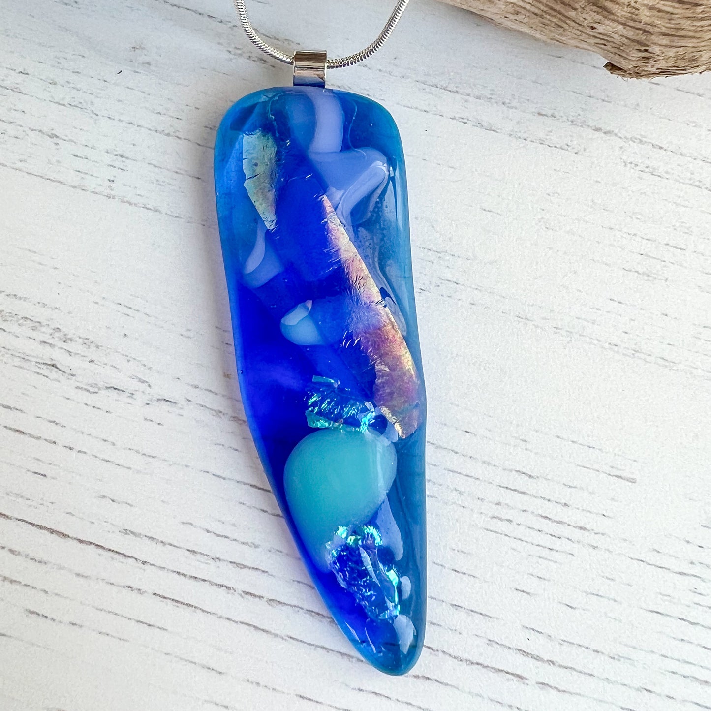 Sea Dichroic Glass Necklace Fourteen