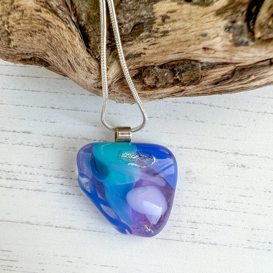 Sea Dichroic Glass Necklace Two