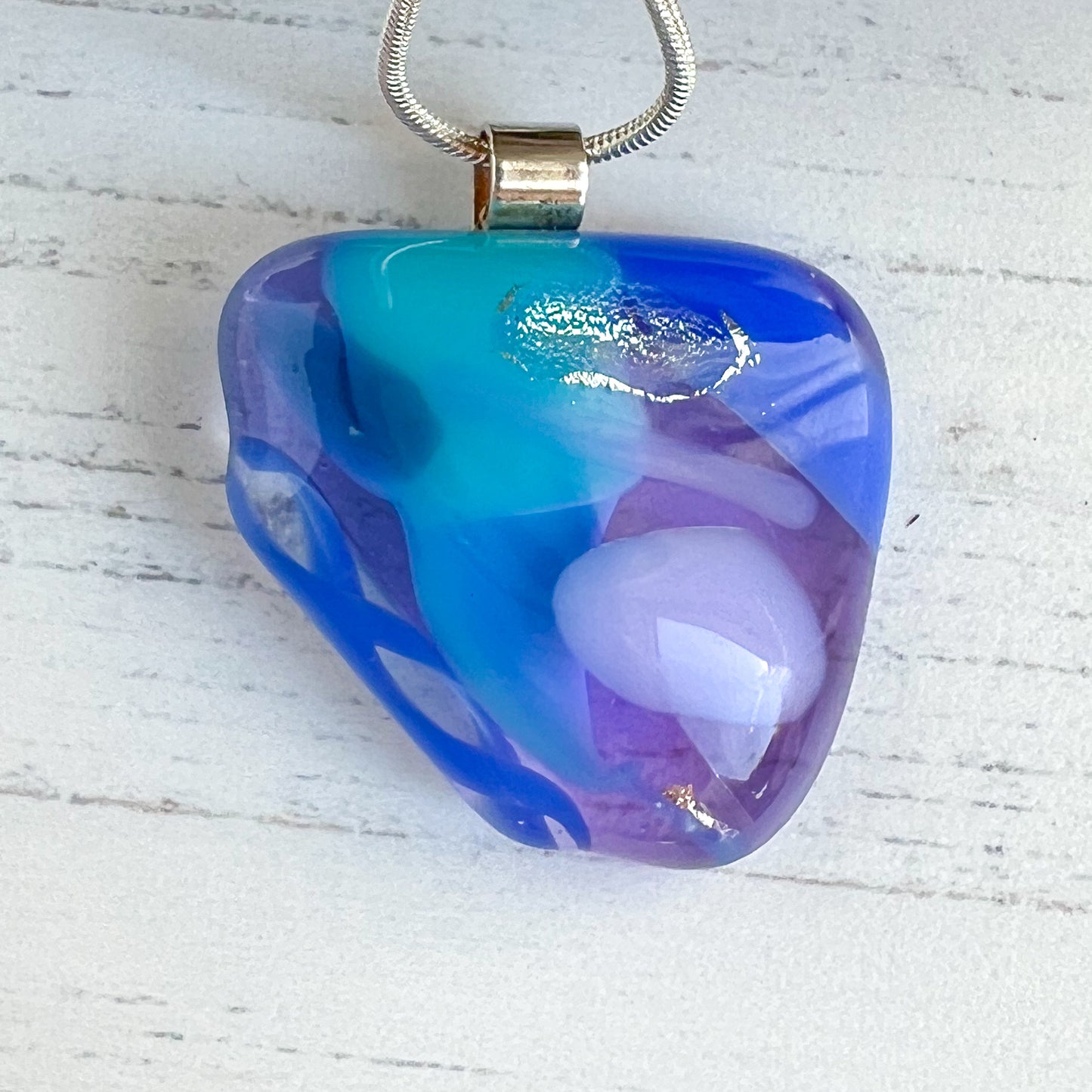 Sea Dichroic Glass Necklace Two