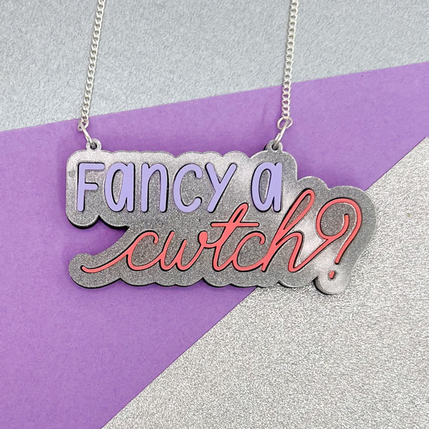 Welsh Phrases Acrylic Necklace