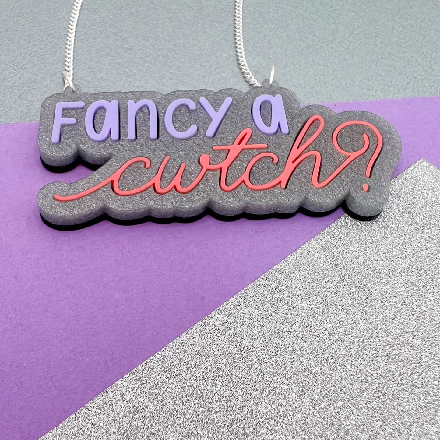 Welsh Phrases Acrylic Necklace