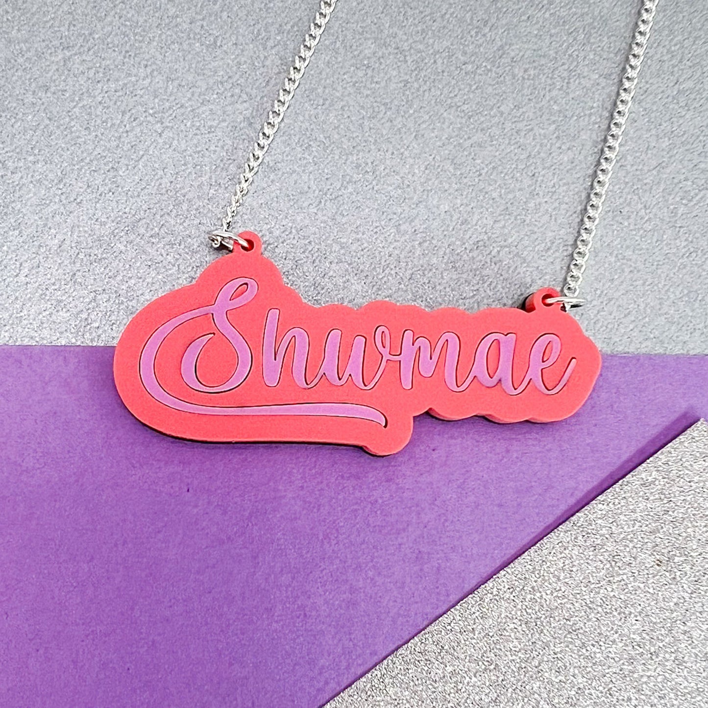 Welsh Phrases Acrylic Necklace