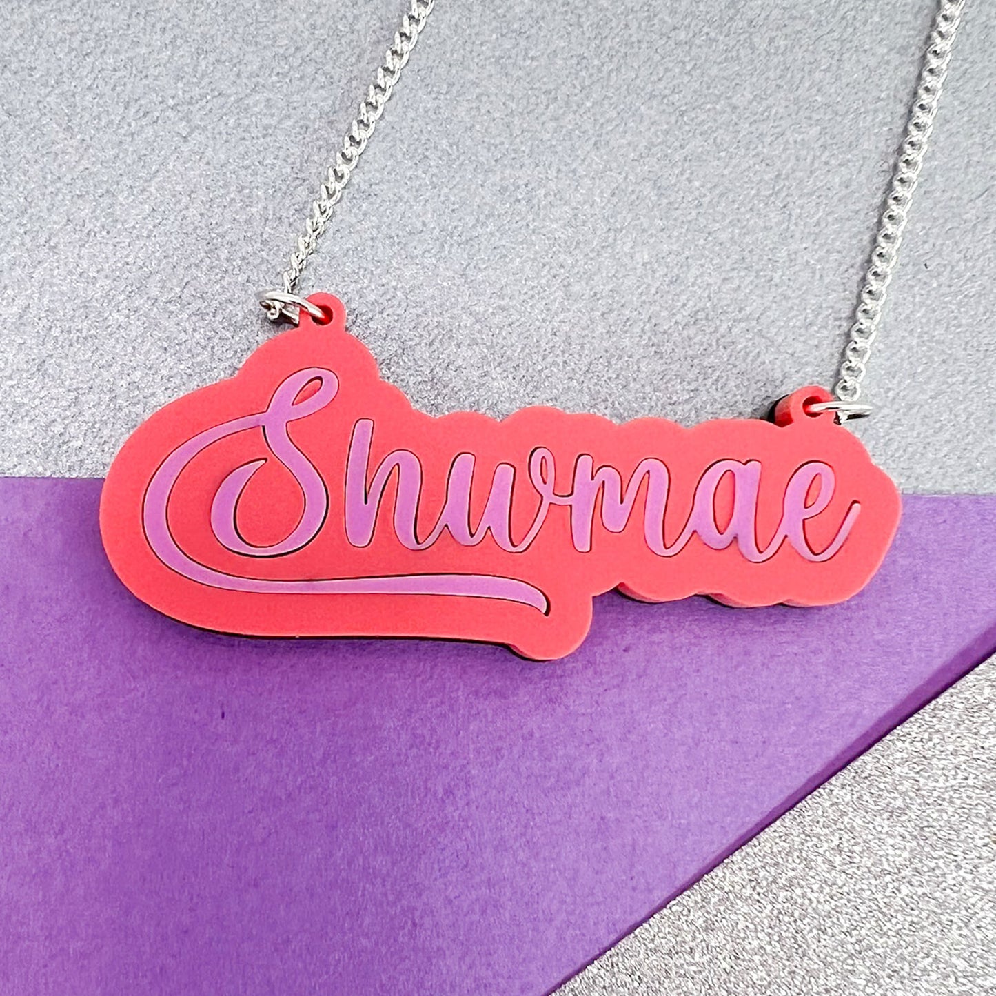 Welsh Phrases Acrylic Necklace