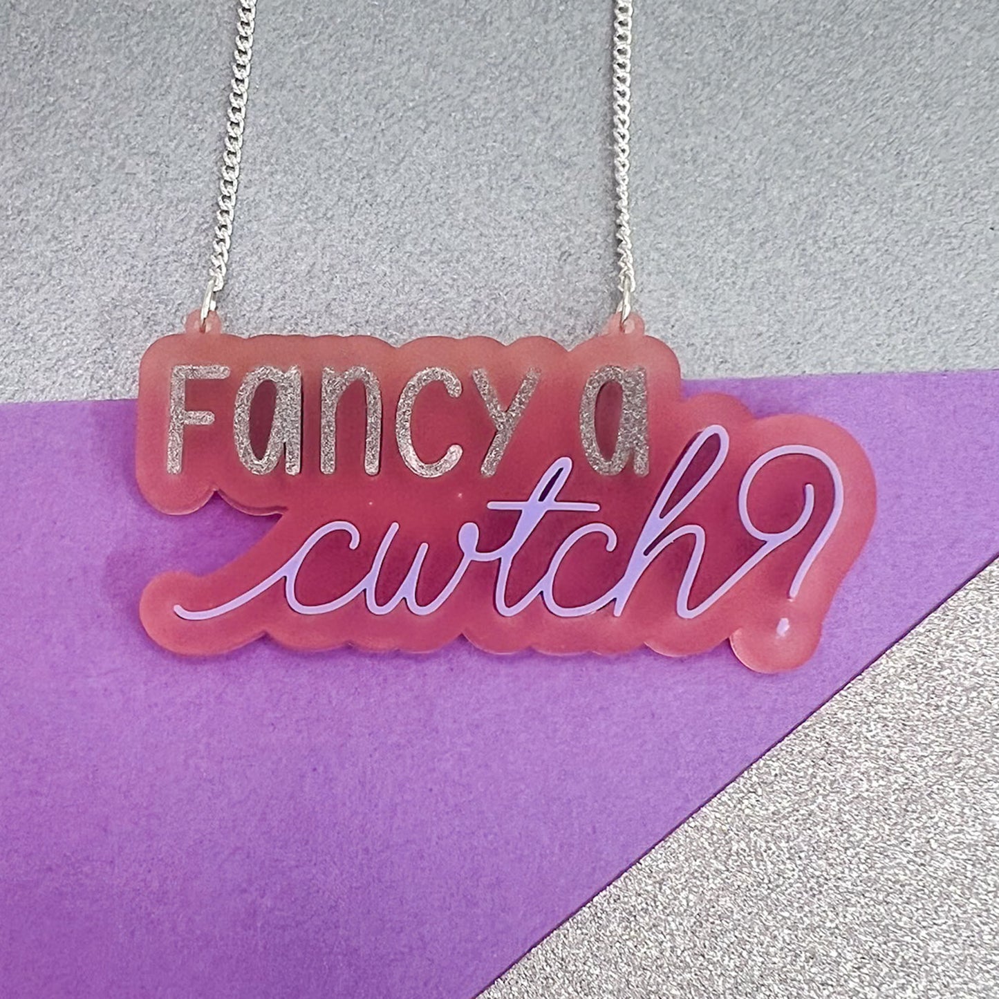 Welsh Phrases Acrylic Necklace