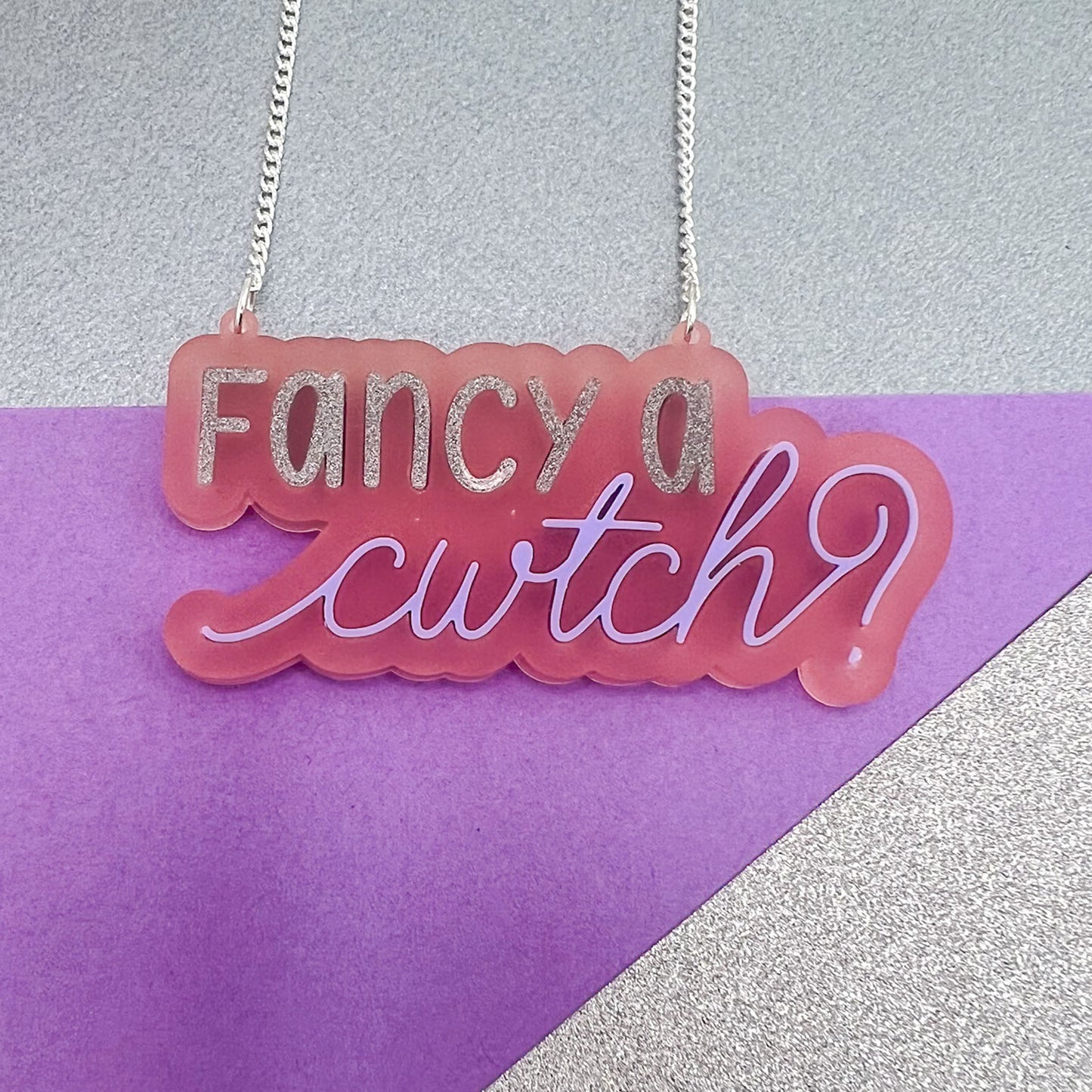 Welsh Phrases Acrylic Necklace