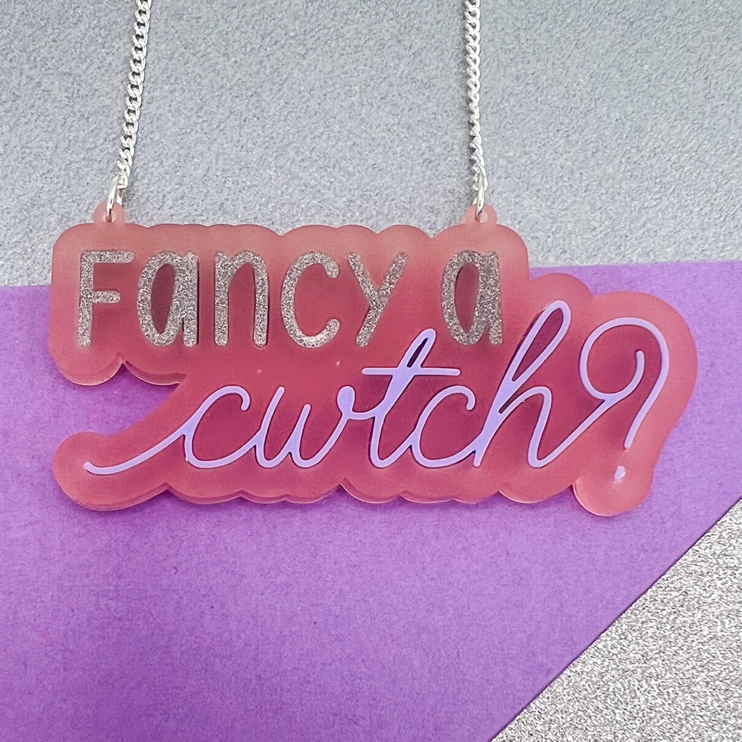 Welsh Phrases Acrylic Necklace