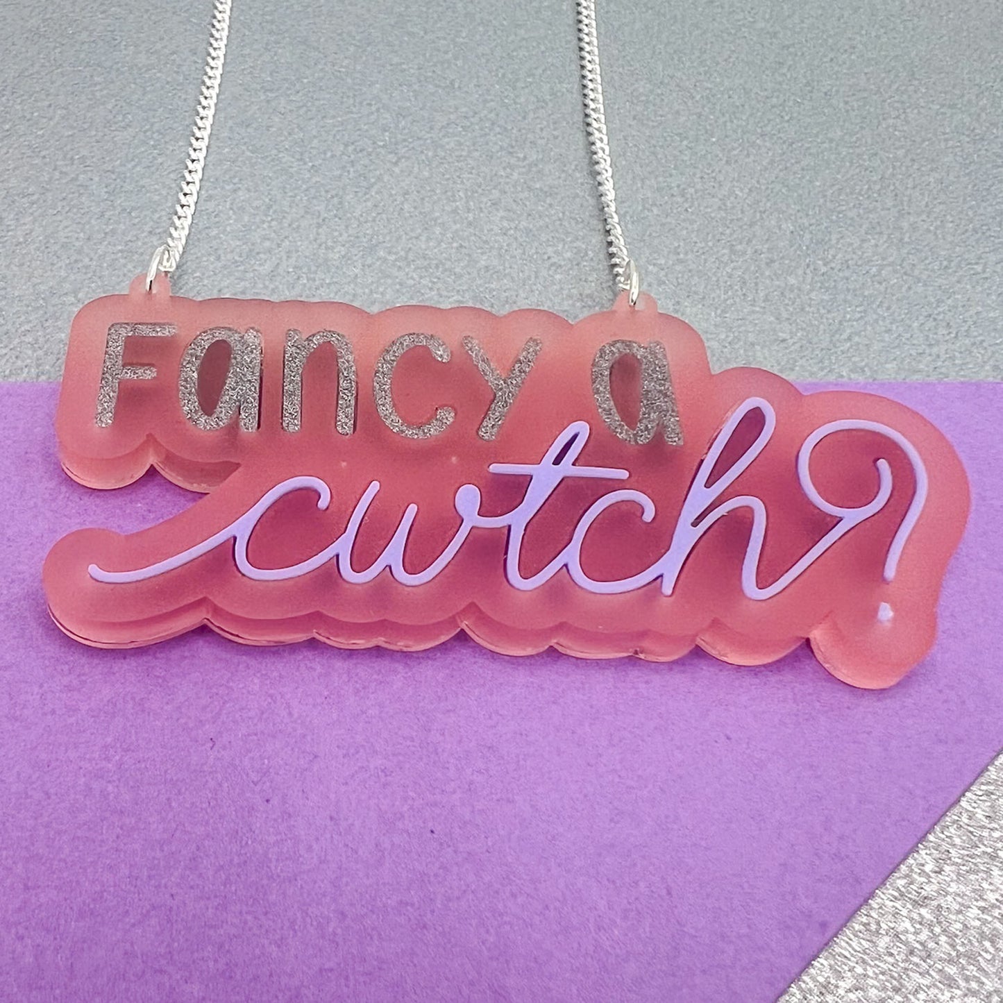 Welsh Phrases Acrylic Necklace