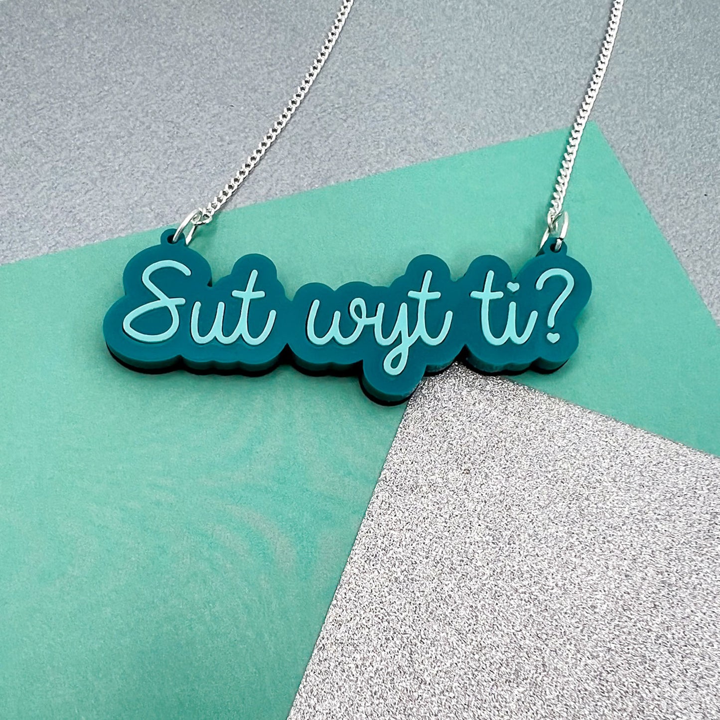 Welsh Phrases Acrylic Necklace