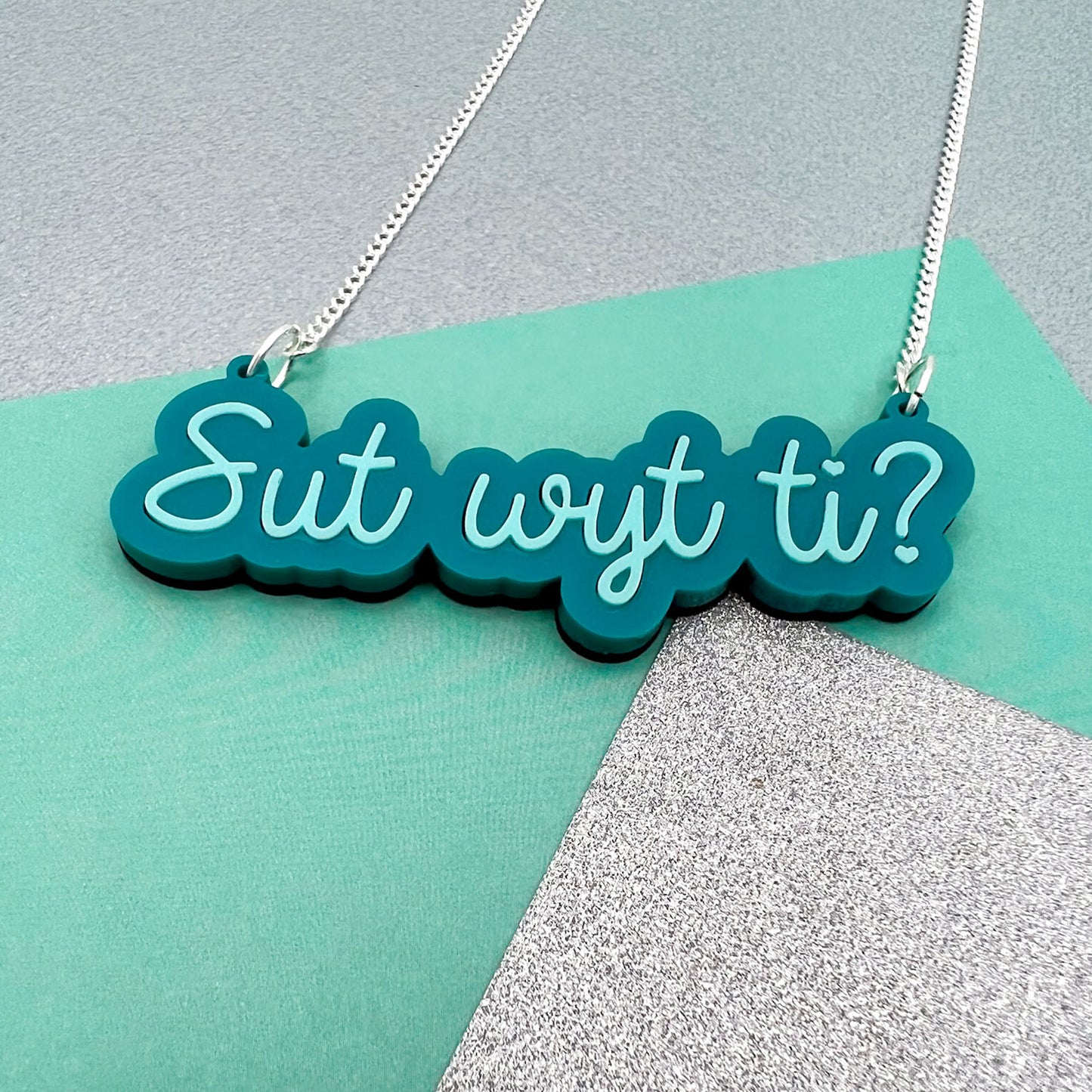 Welsh Phrases Acrylic Necklace