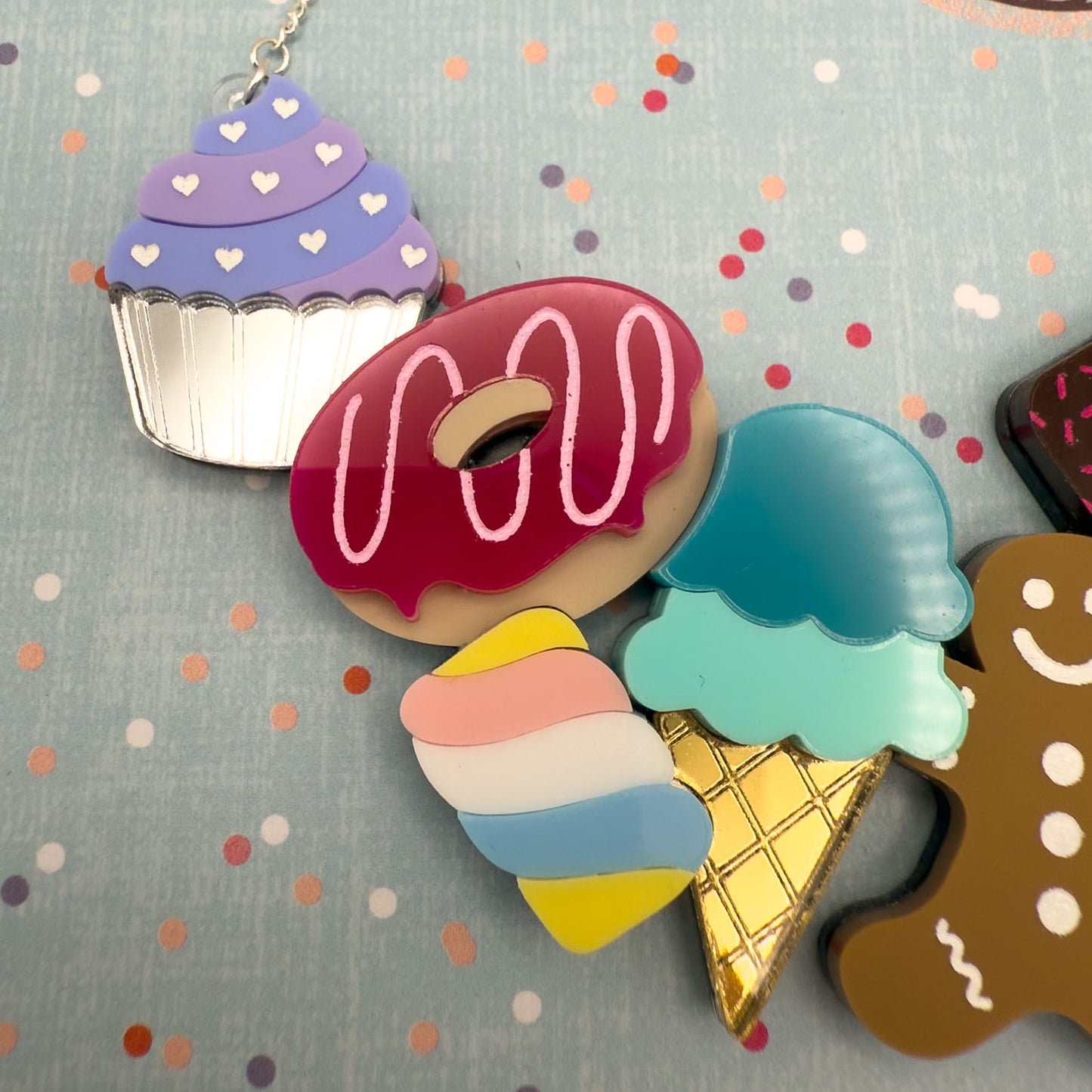 Bakery Acrylic Necklace Prototypes