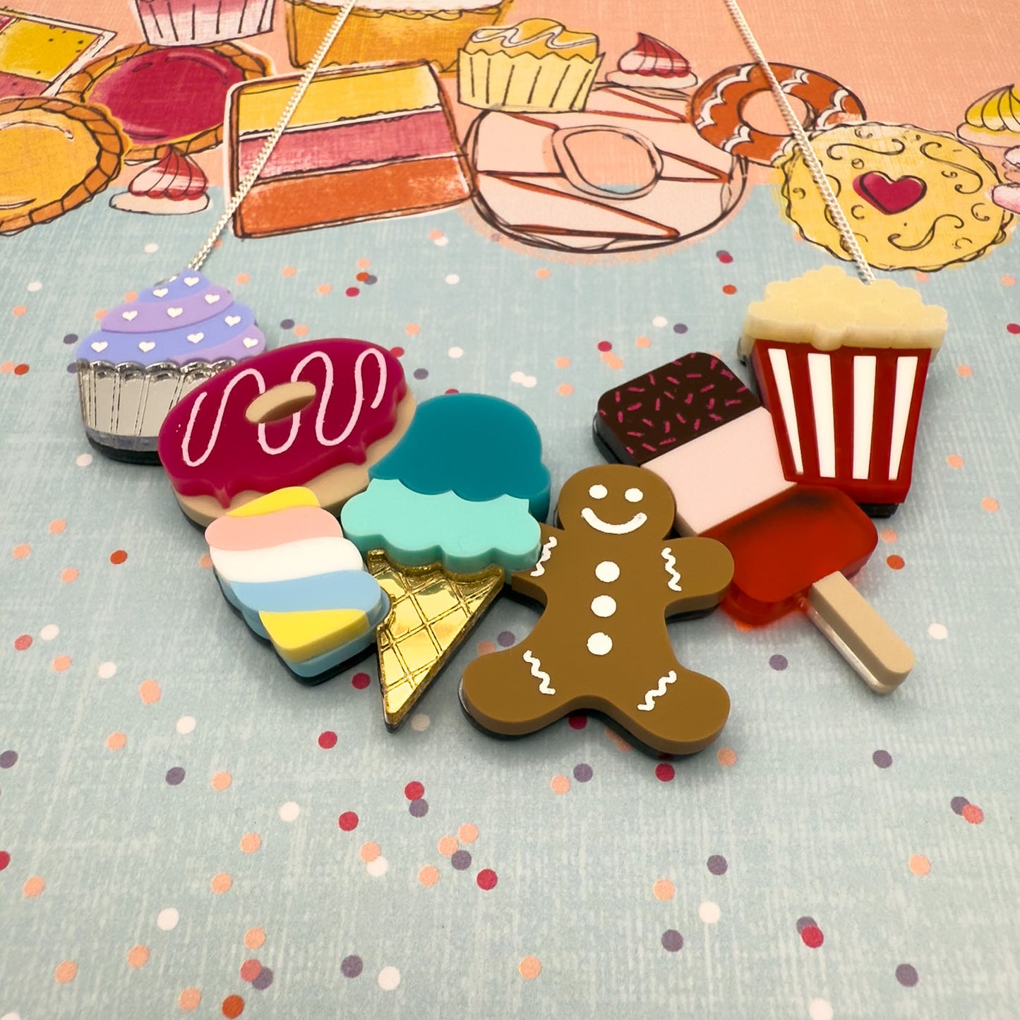 Bakery Acrylic Necklace Prototypes