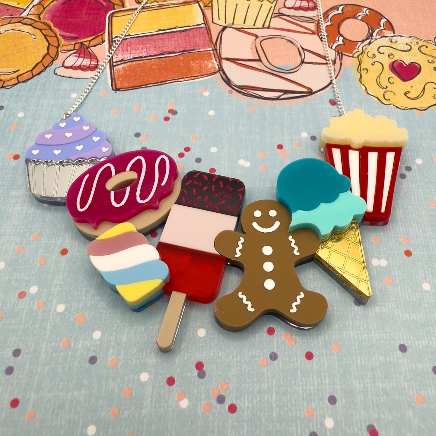 Bakery Acrylic Necklace Prototypes