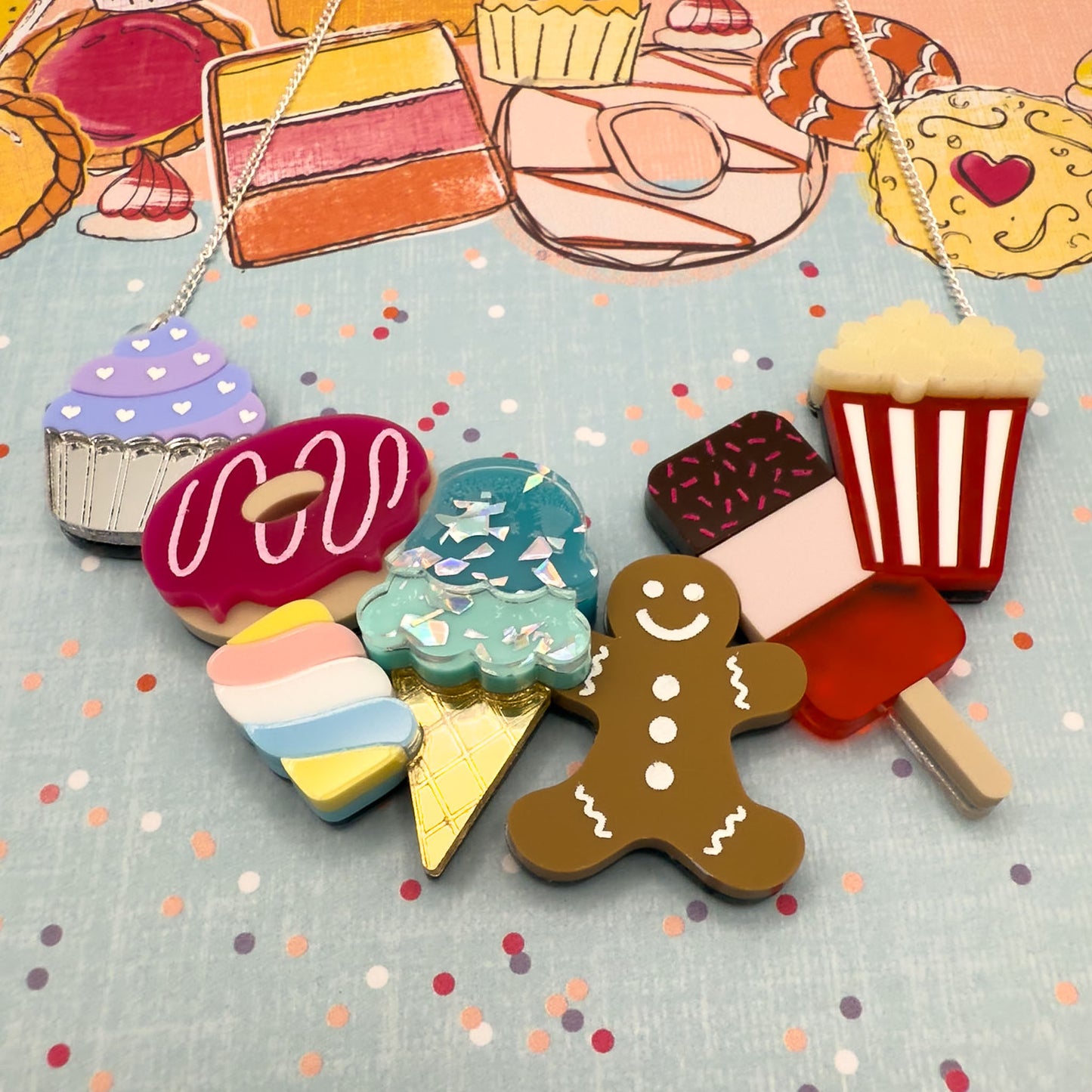 Bakery Acrylic Necklace Prototypes