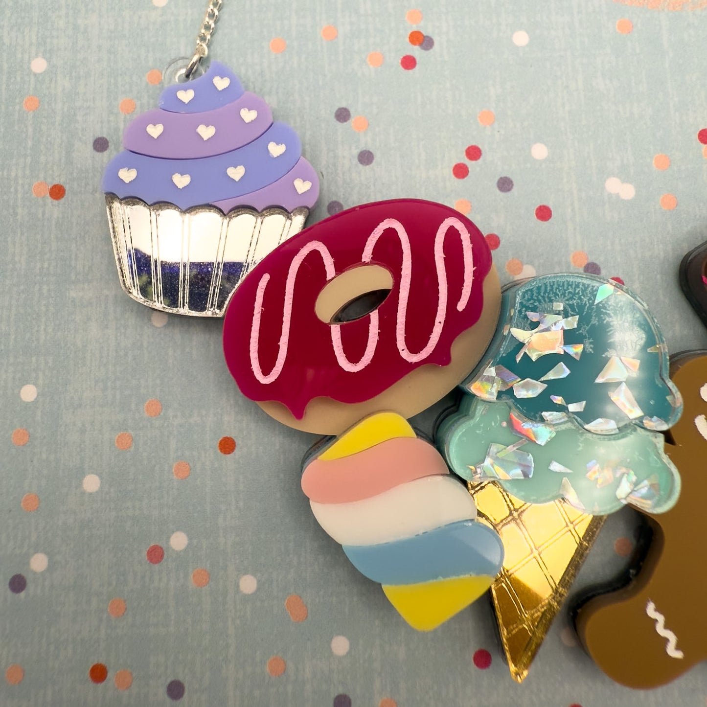 Bakery Acrylic Necklace Prototypes