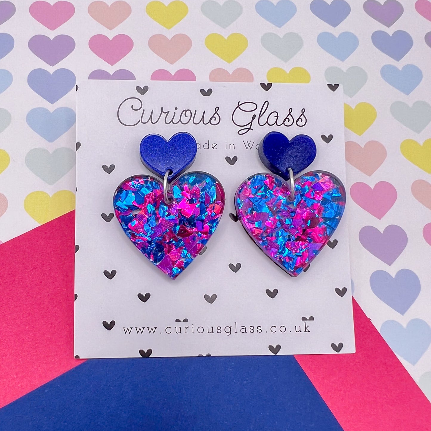 Duo of Hearts Acrylic Earrings