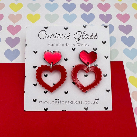 Scalloped Heart Acrylic Earrings