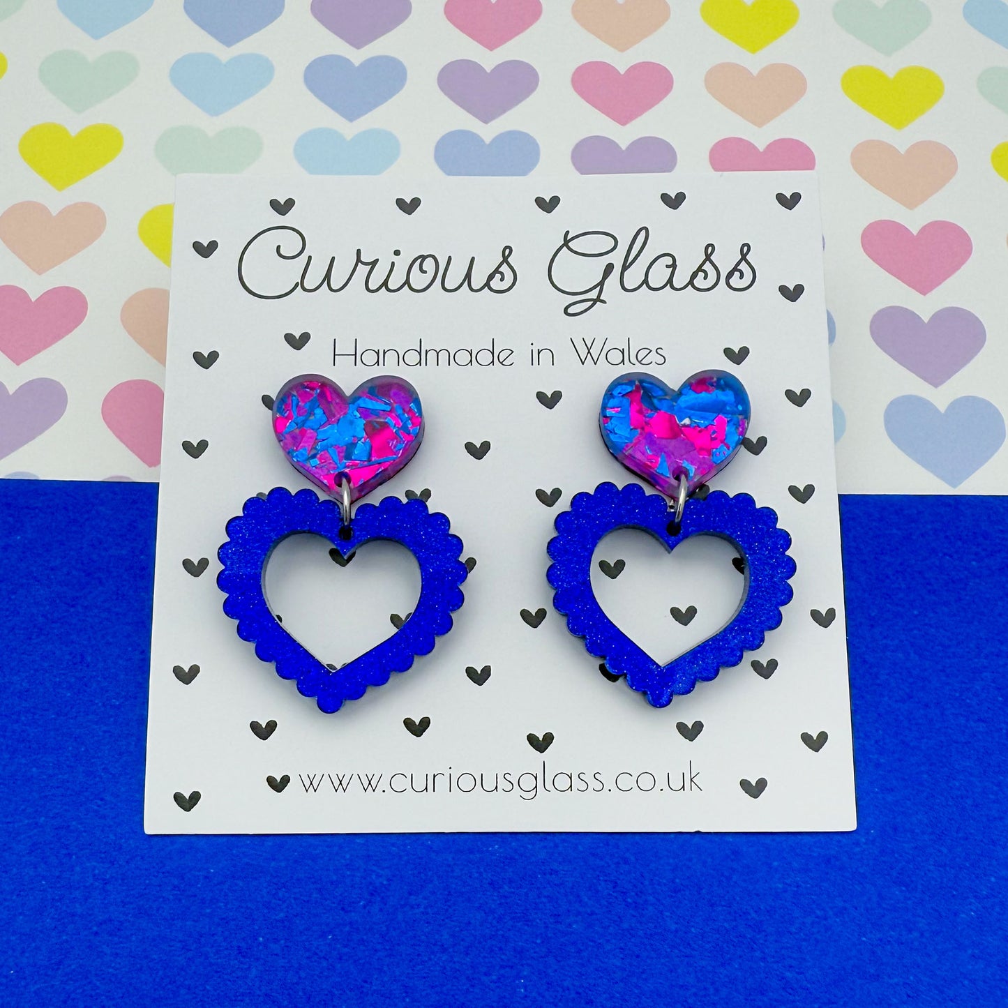 Scalloped Heart Acrylic Earrings