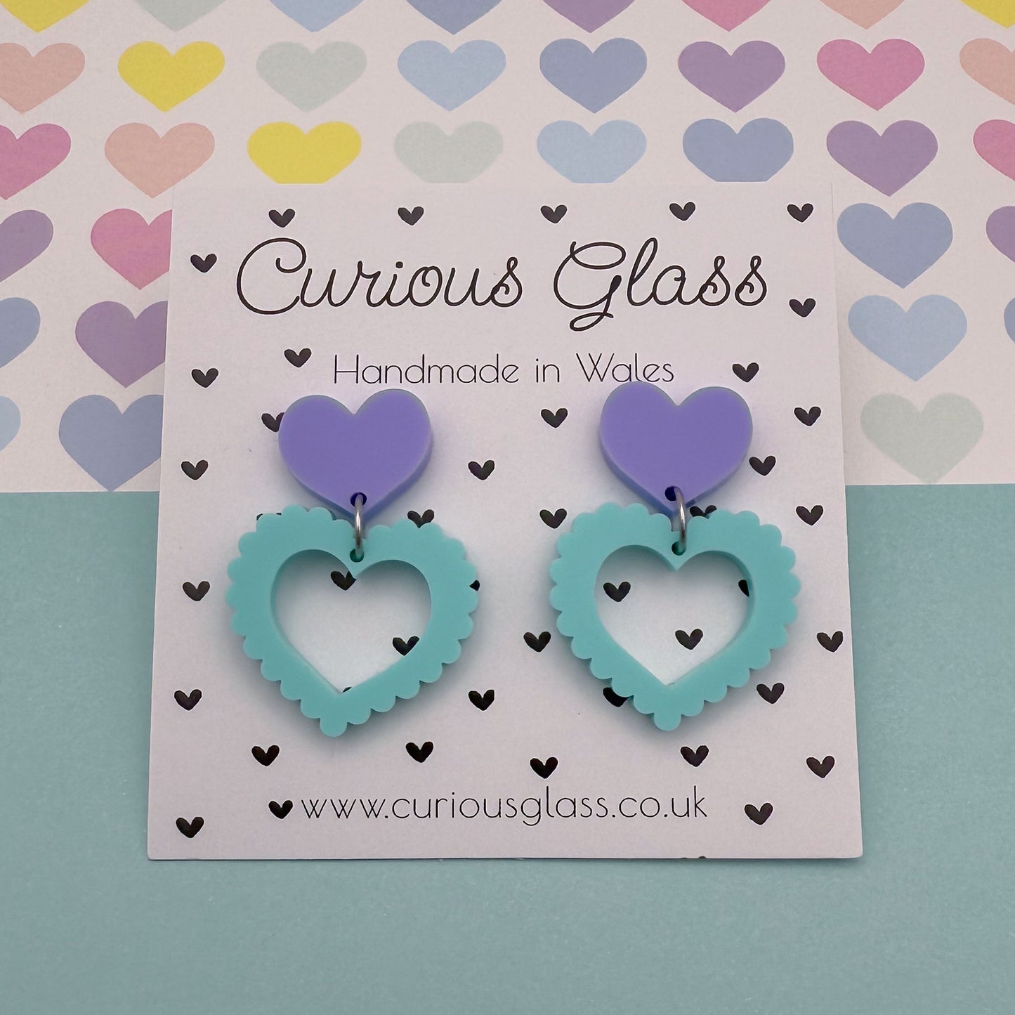 Scalloped Heart Acrylic Earrings