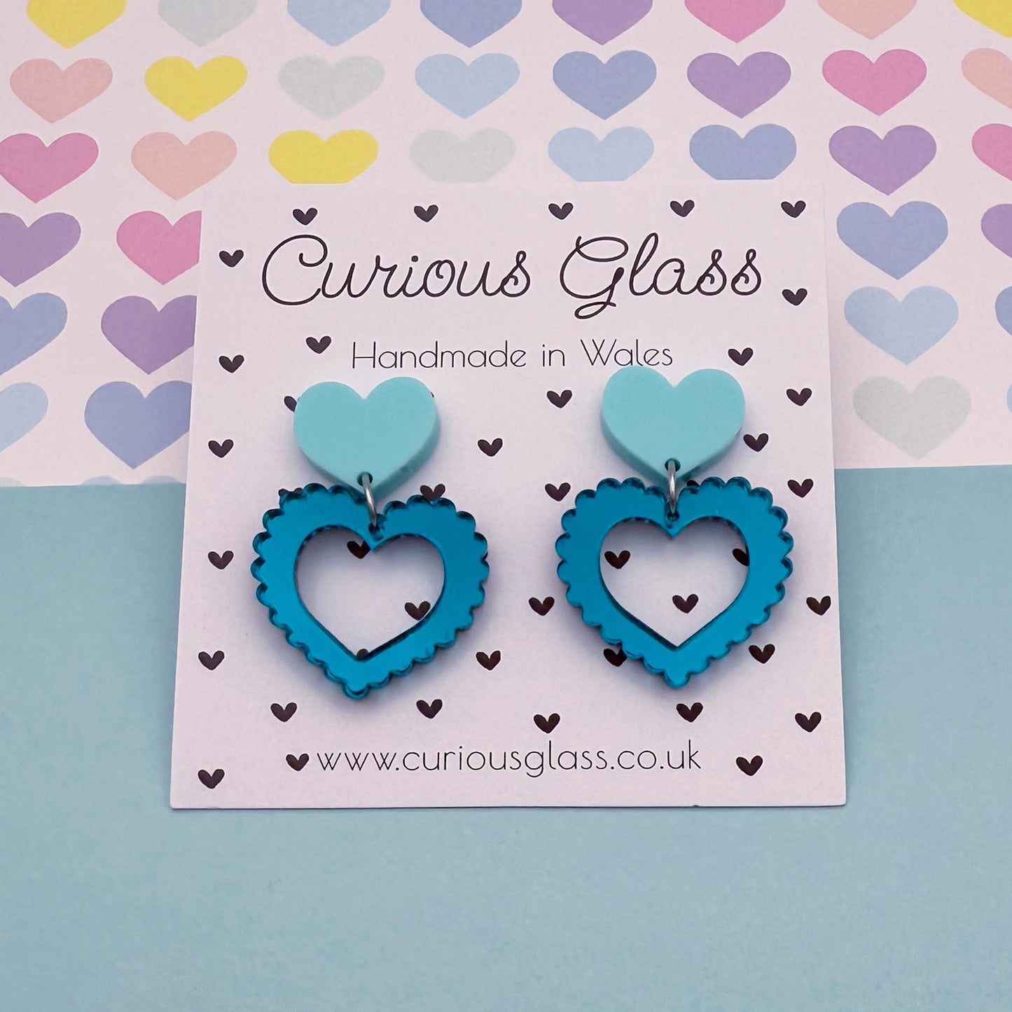 Scalloped Heart Acrylic Earrings