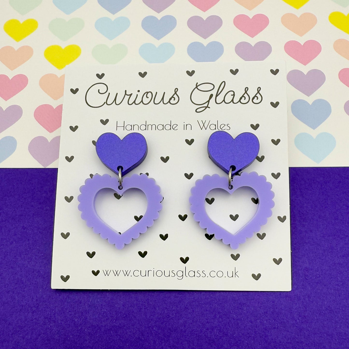 Scalloped Heart Acrylic Earrings
