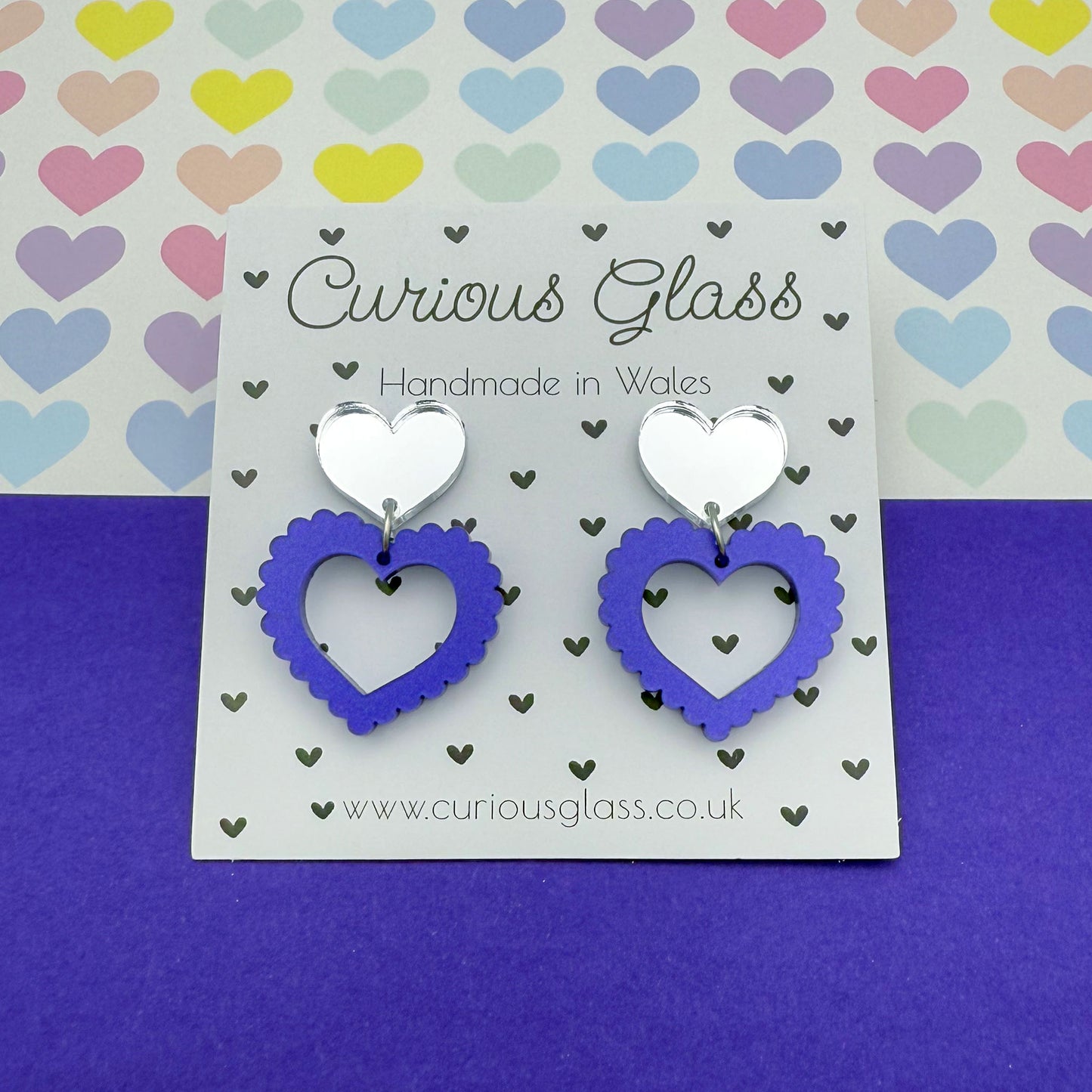Scalloped Heart Acrylic Earrings