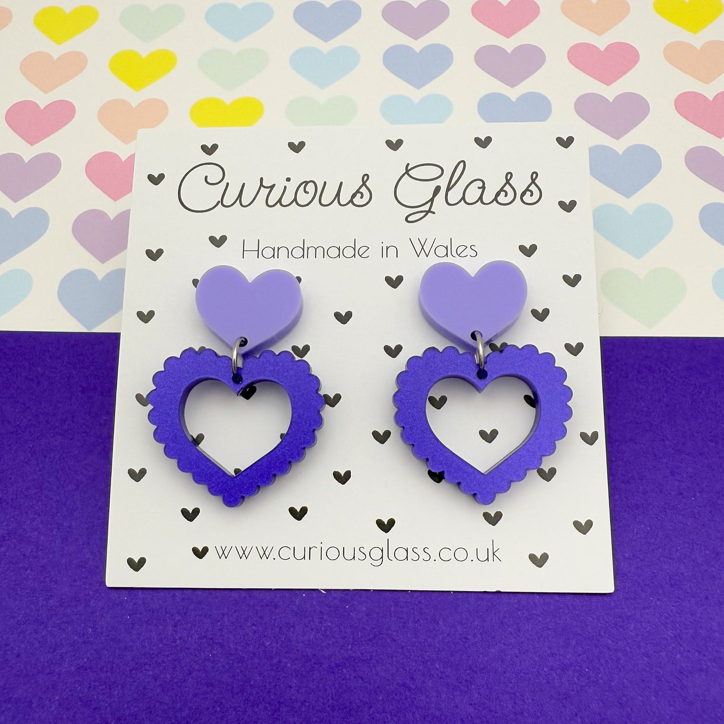 Scalloped Heart Acrylic Earrings