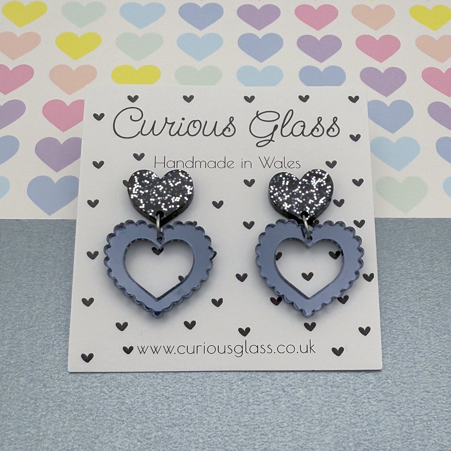 Scalloped Heart Acrylic Earrings