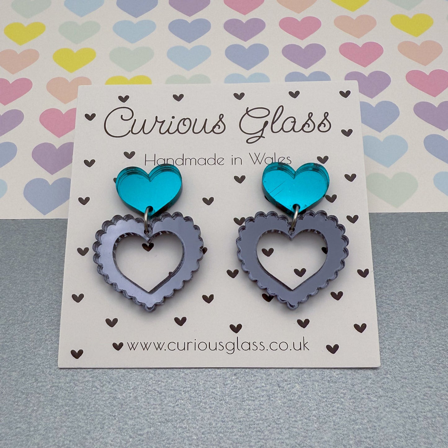Scalloped Heart Acrylic Earrings