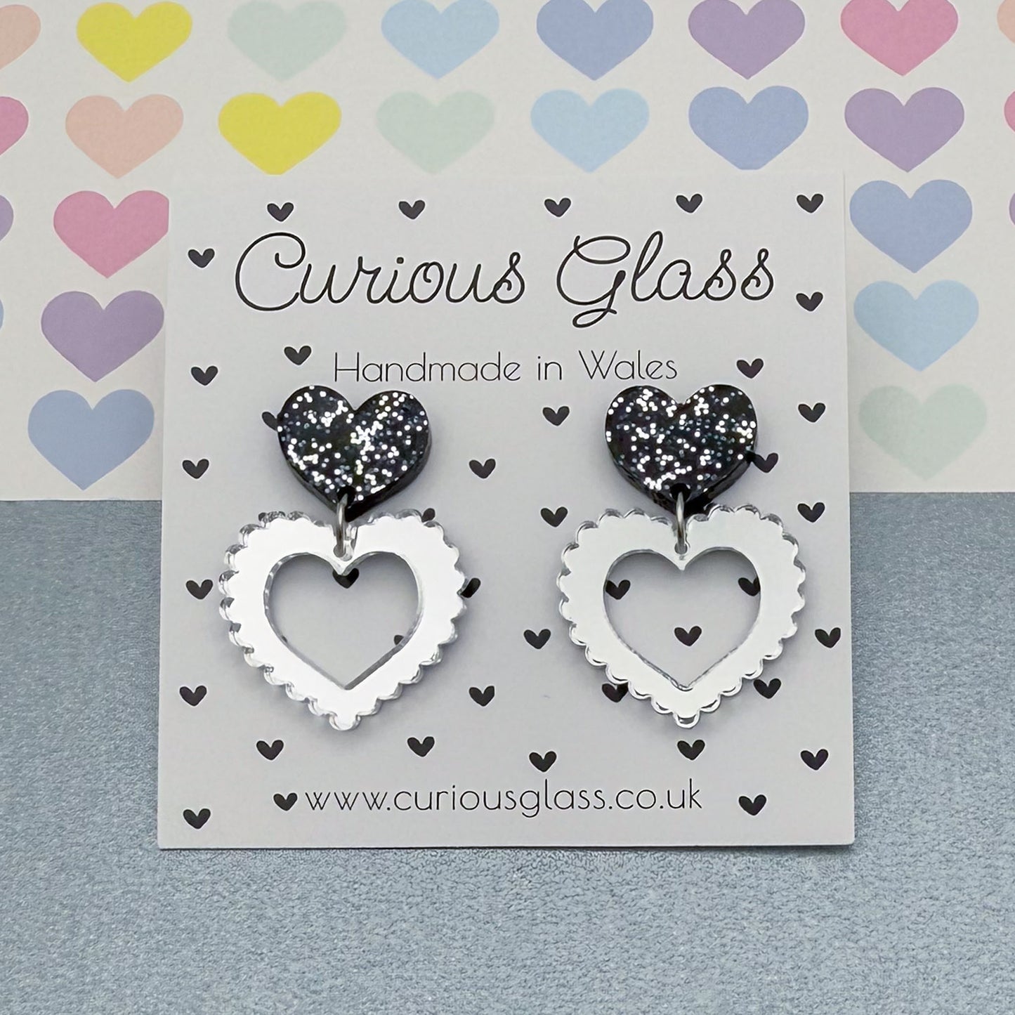 Scalloped Heart Acrylic Earrings