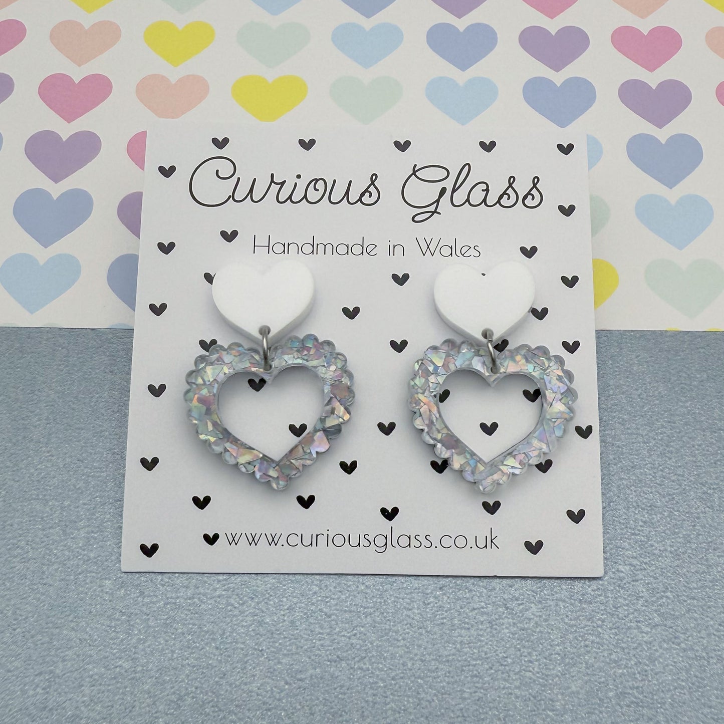 Scalloped Heart Acrylic Earrings