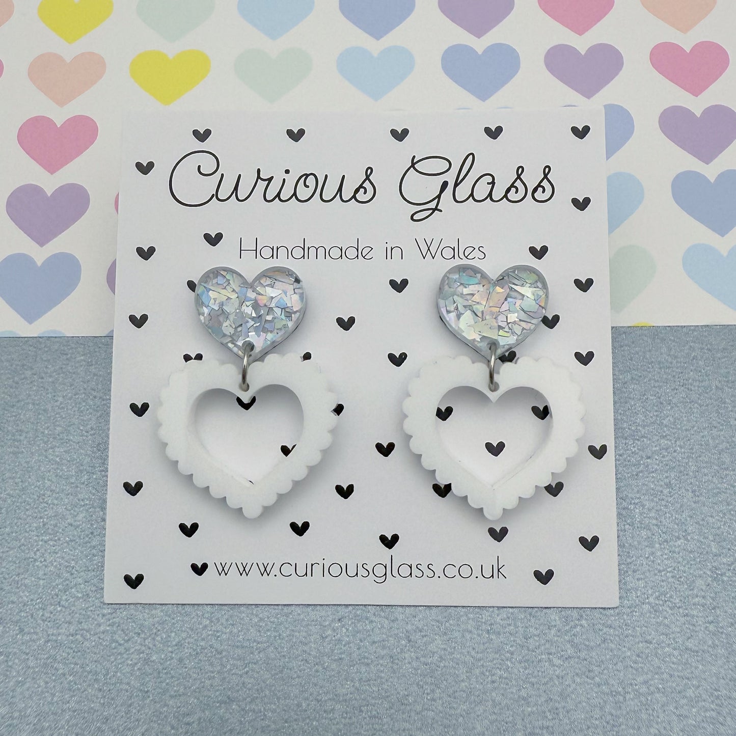 Scalloped Heart Acrylic Earrings