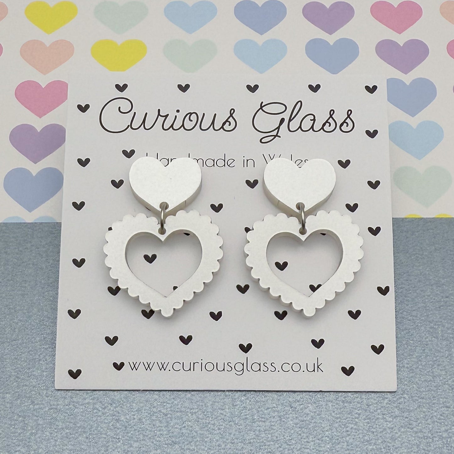 Scalloped Heart Acrylic Earrings