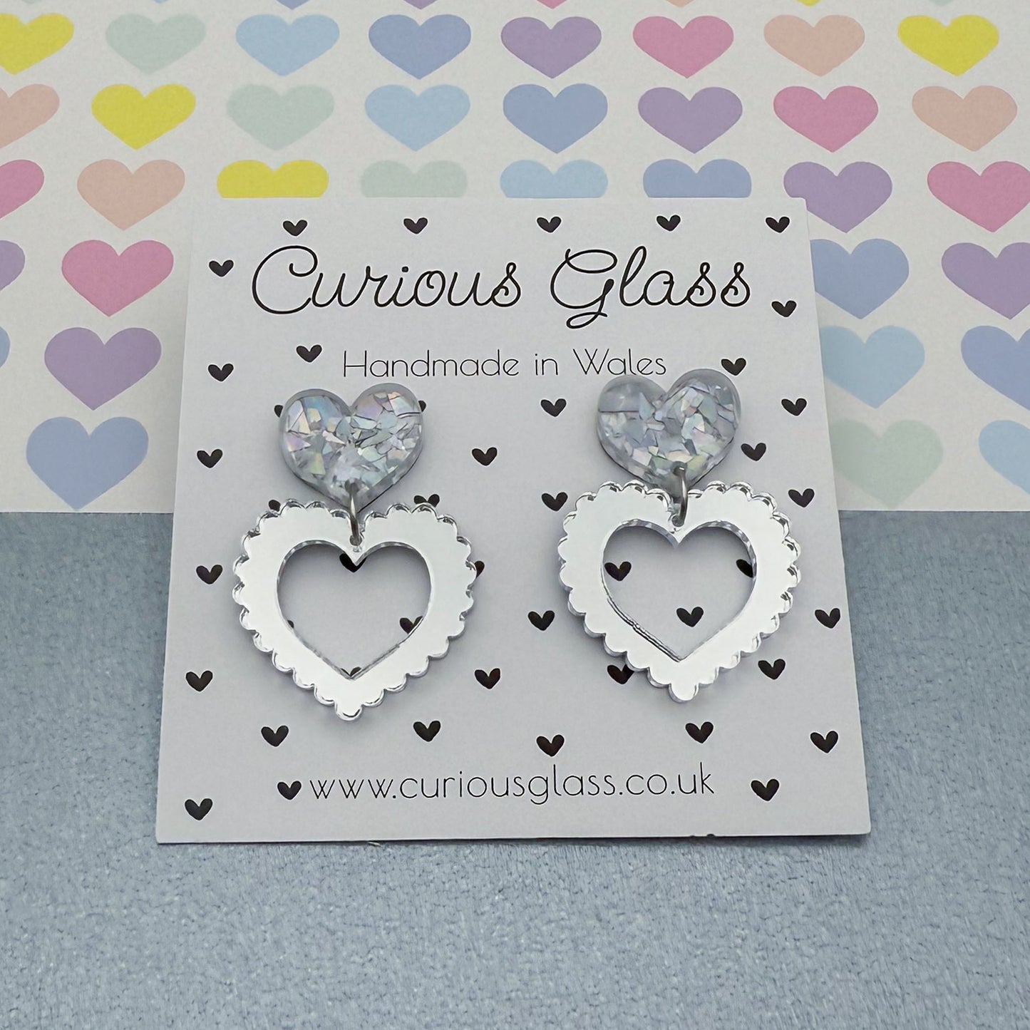 Scalloped Heart Acrylic Earrings