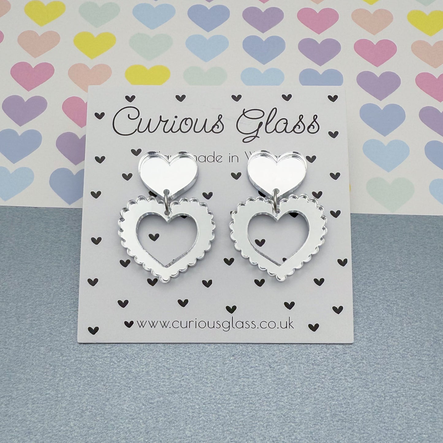 Scalloped Heart Acrylic Earrings