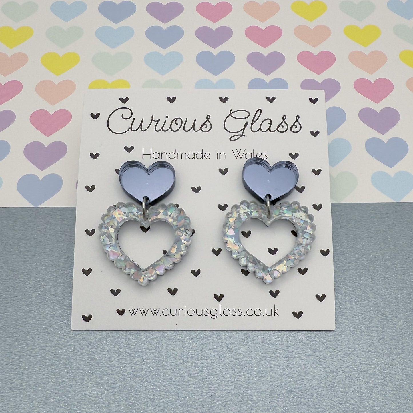 Scalloped Heart Acrylic Earrings