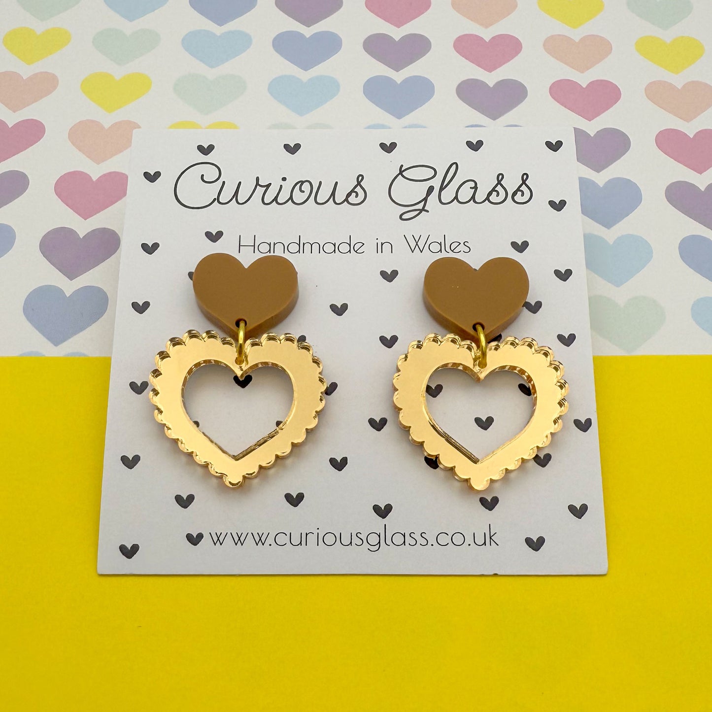 Scalloped Heart Acrylic Earrings