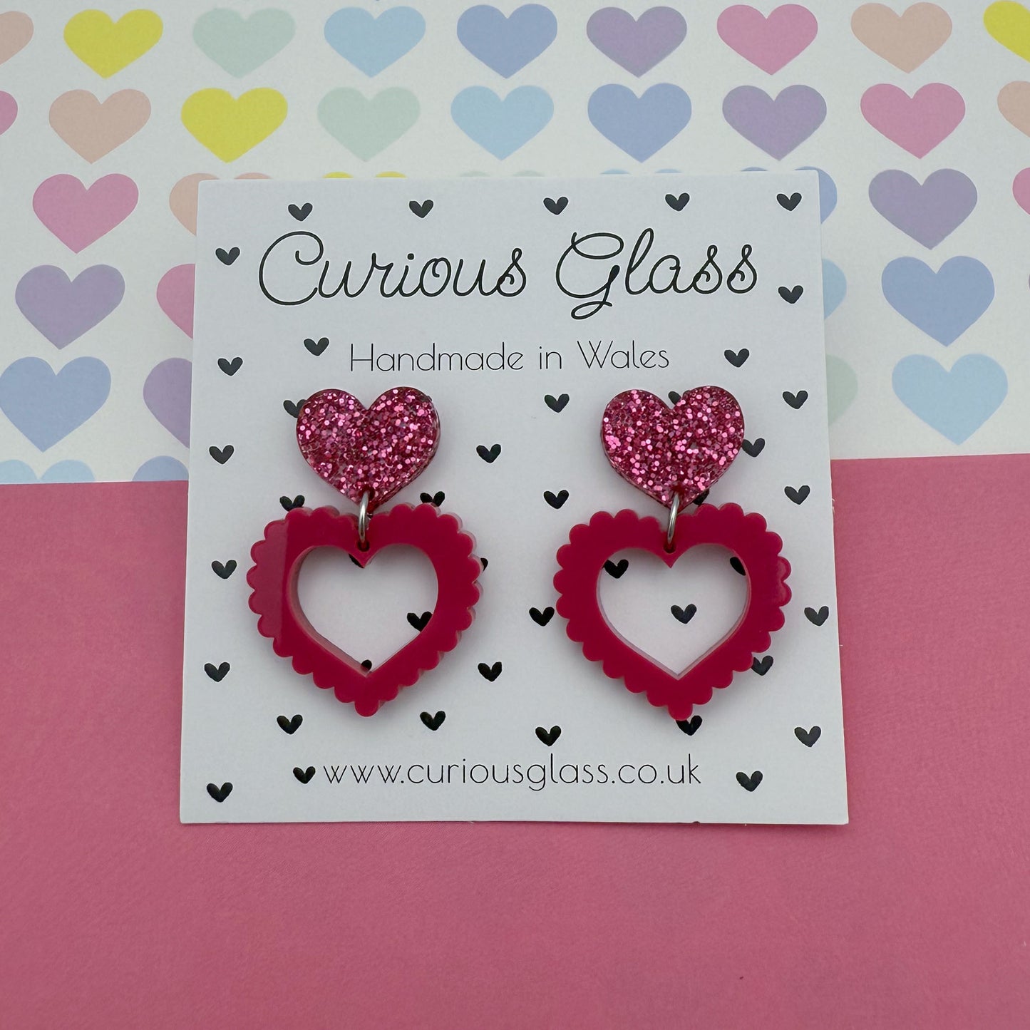 Scalloped Heart Acrylic Earrings