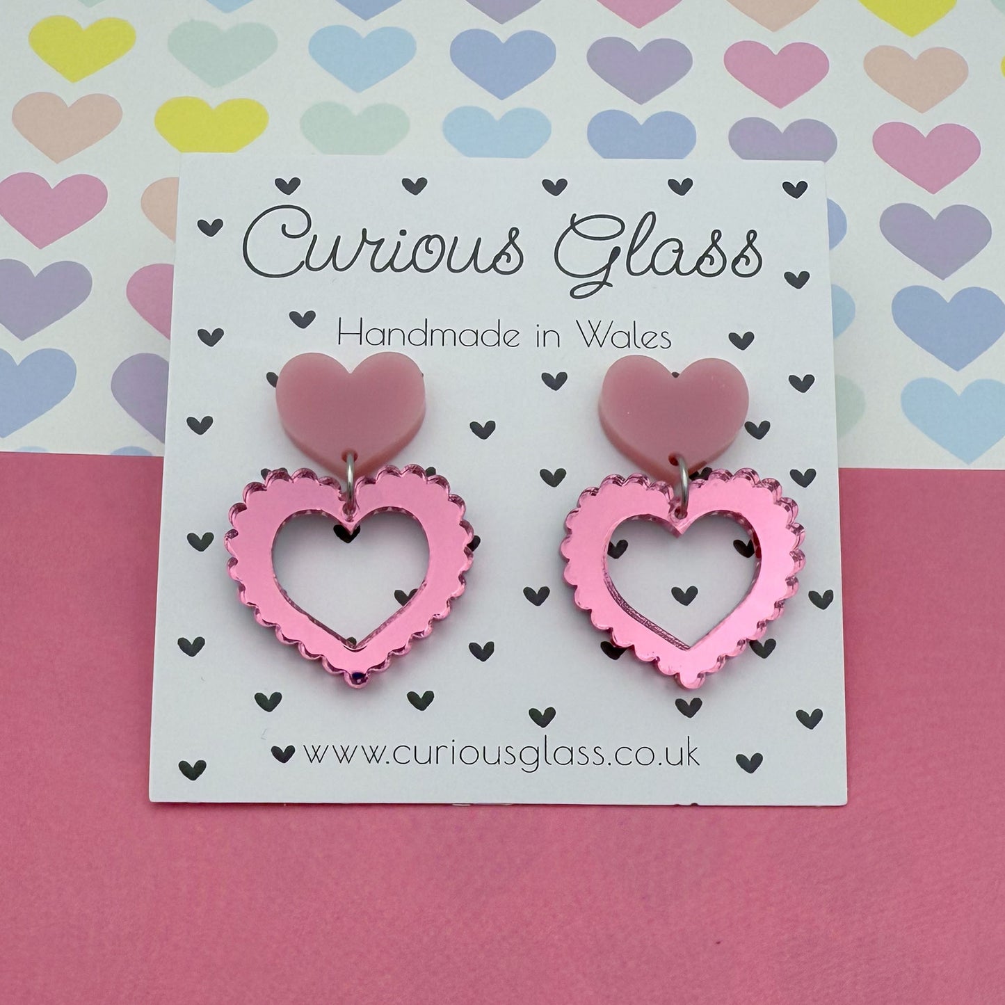 Scalloped Heart Acrylic Earrings