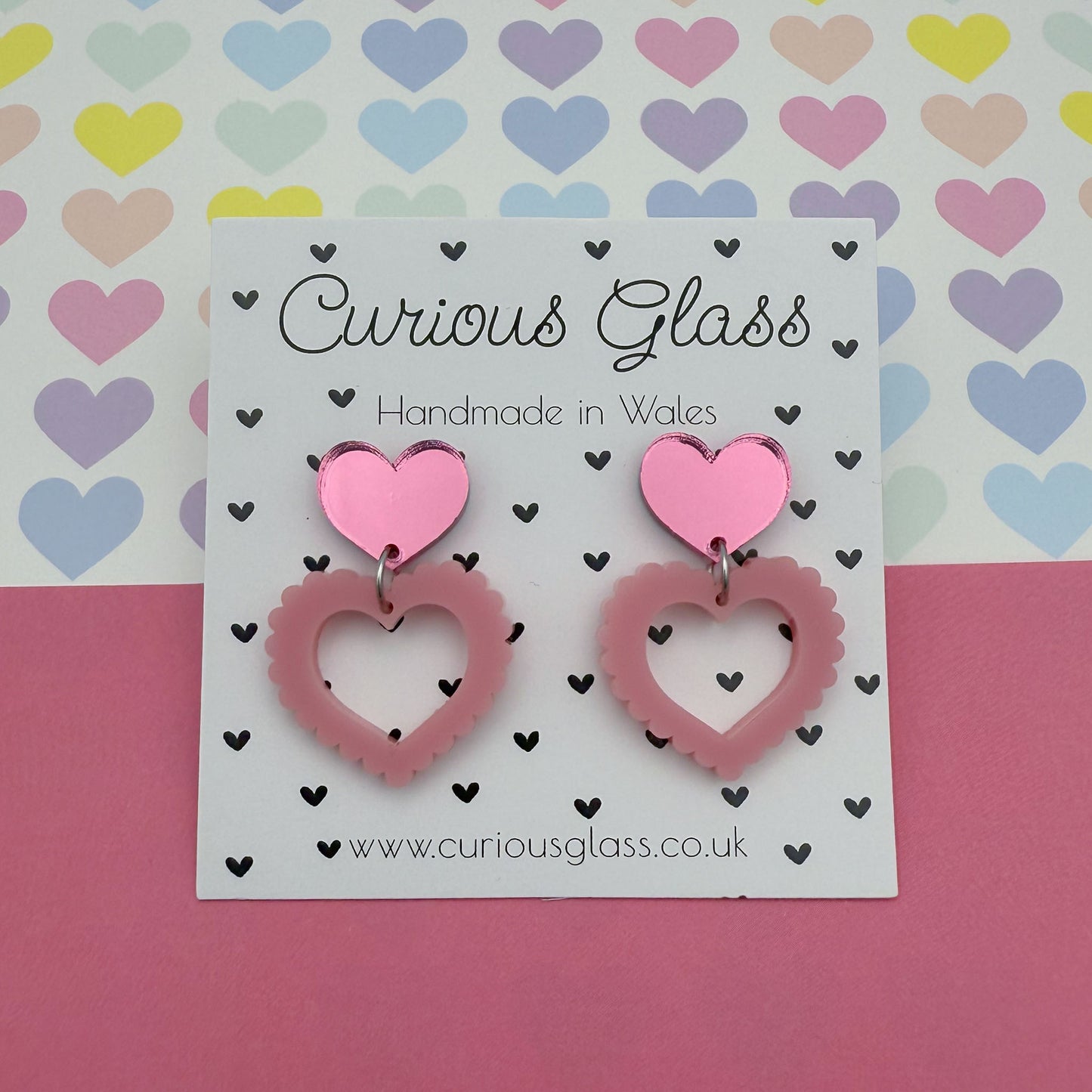 Scalloped Heart Acrylic Earrings