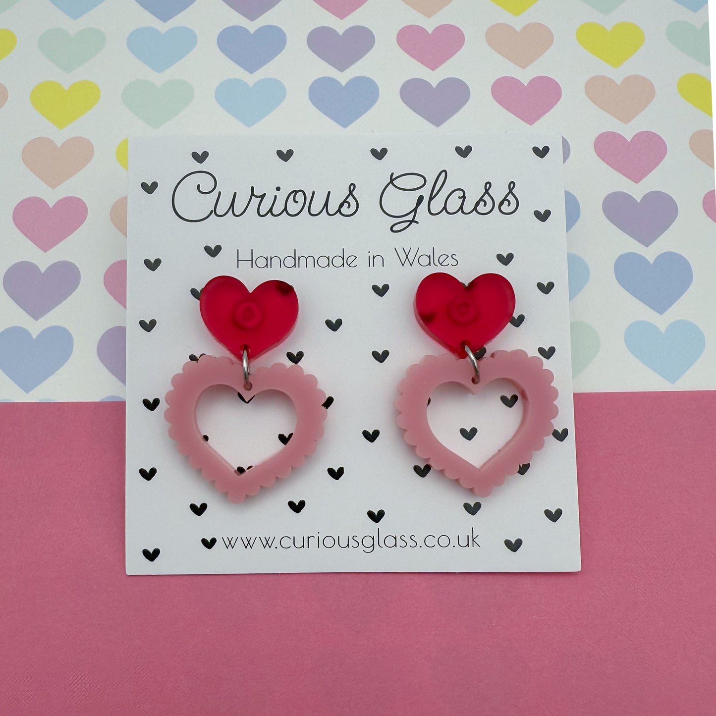Scalloped Heart Acrylic Earrings