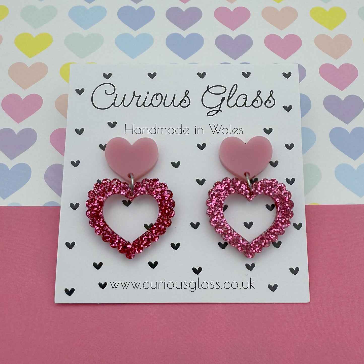 Scalloped Heart Acrylic Earrings
