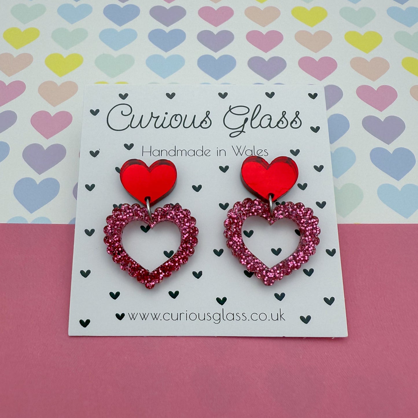 Scalloped Heart Acrylic Earrings