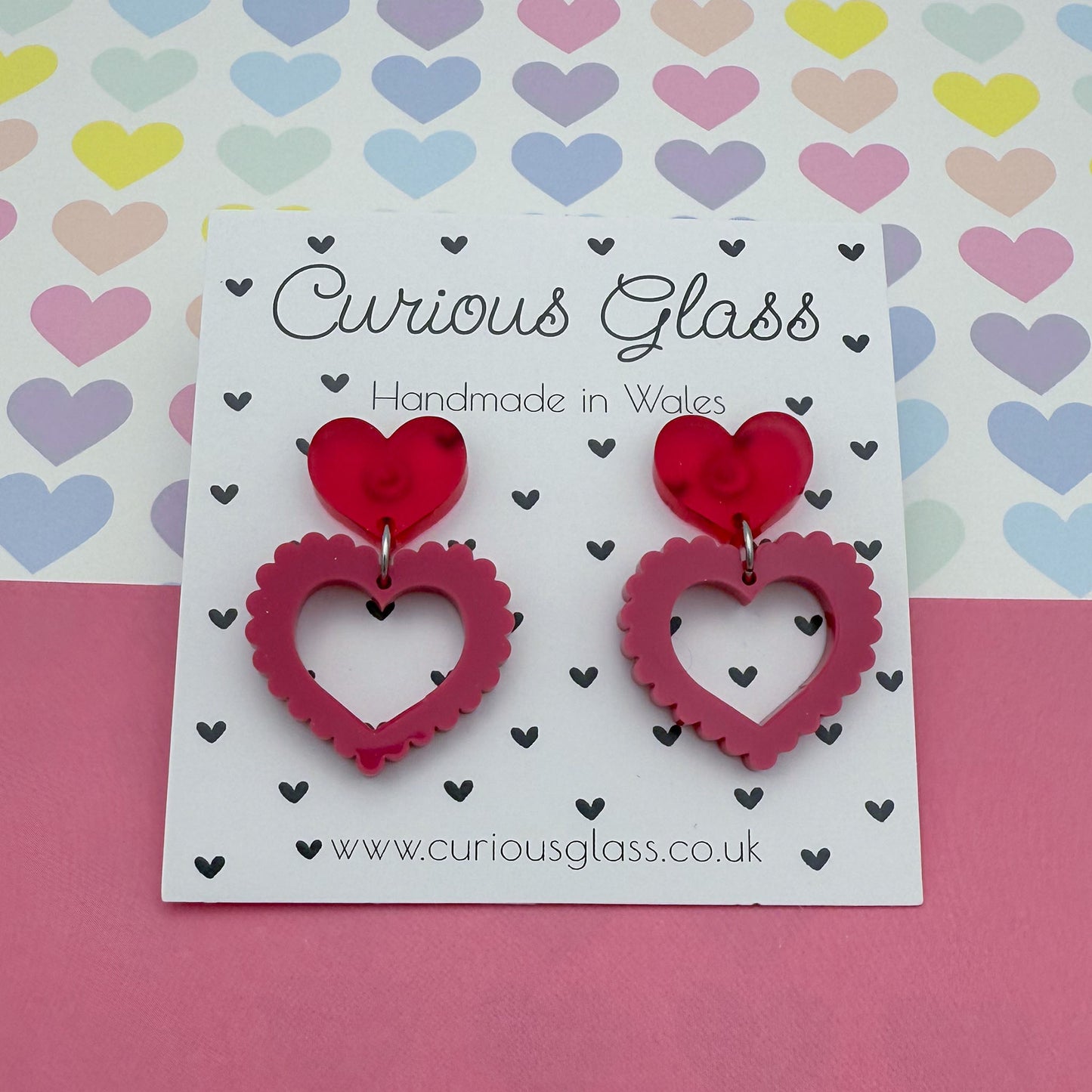 Scalloped Heart Acrylic Earrings