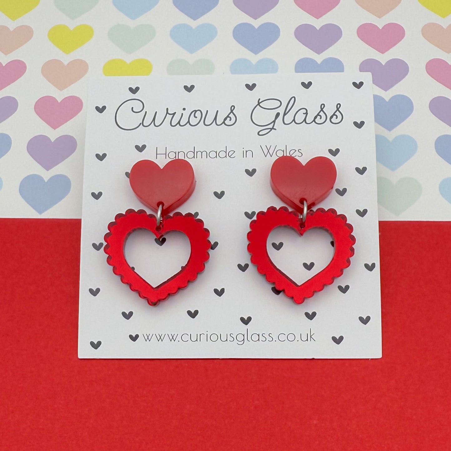 Scalloped Heart Acrylic Earrings