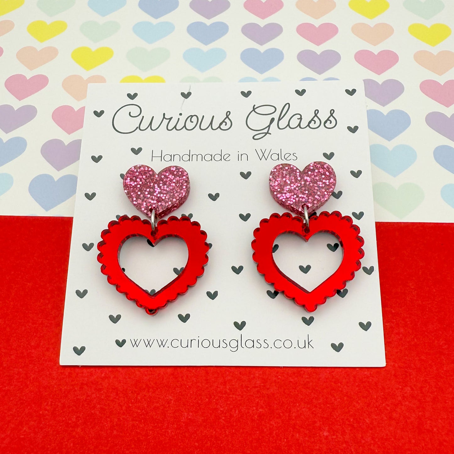 Scalloped Heart Acrylic Earrings