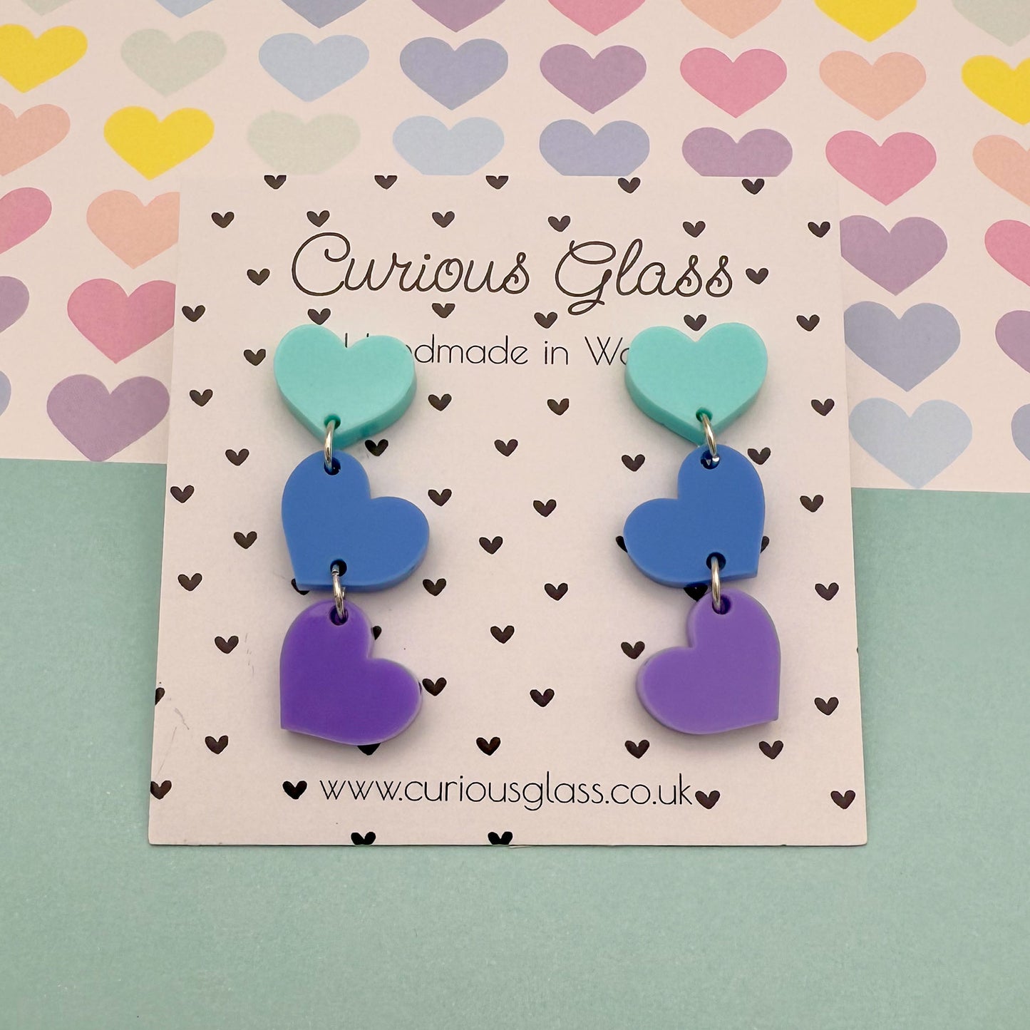Trio of Hearts Acrylic Earrings